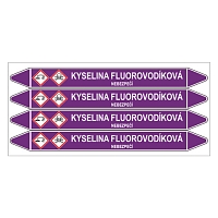 Značení potrubí, kyselina fluorovodíková,4 ks, 250 × 26 mm